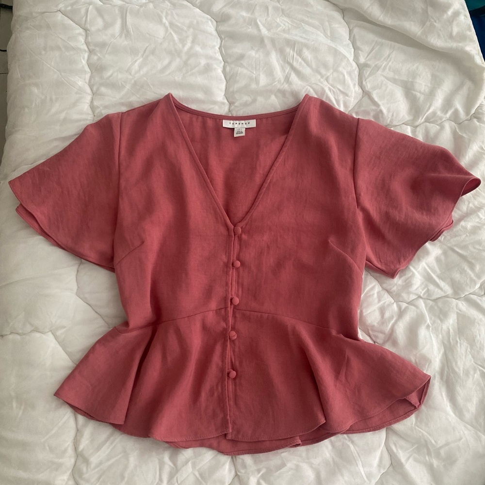 Topshop Pink Button-Down Blouse